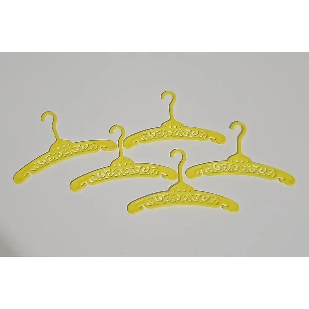 Set of 5 Vintage 1970’s Era Yellow Barbie Doll Clothes Hangers